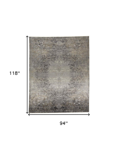 4' X 5' Tan And Gray Oriental Distressed Area Rug